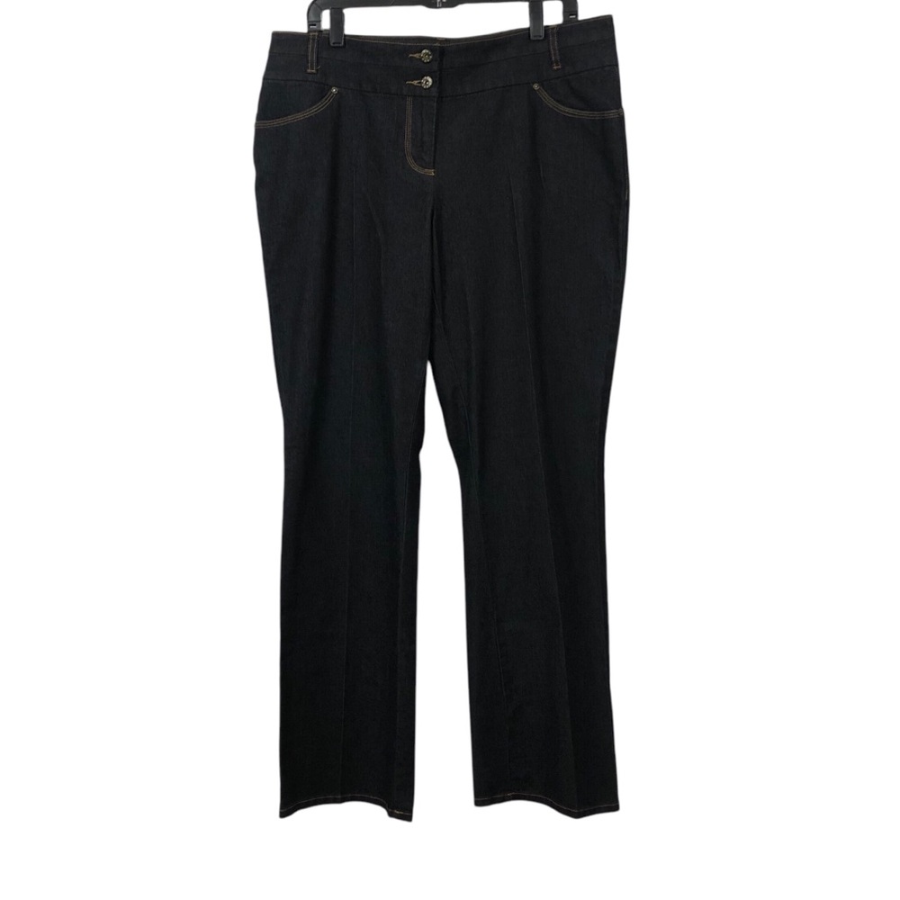 BISOU BISOU DarkBlue Jeans Cotton/Spandex Sz16 zipper front logo buttons career